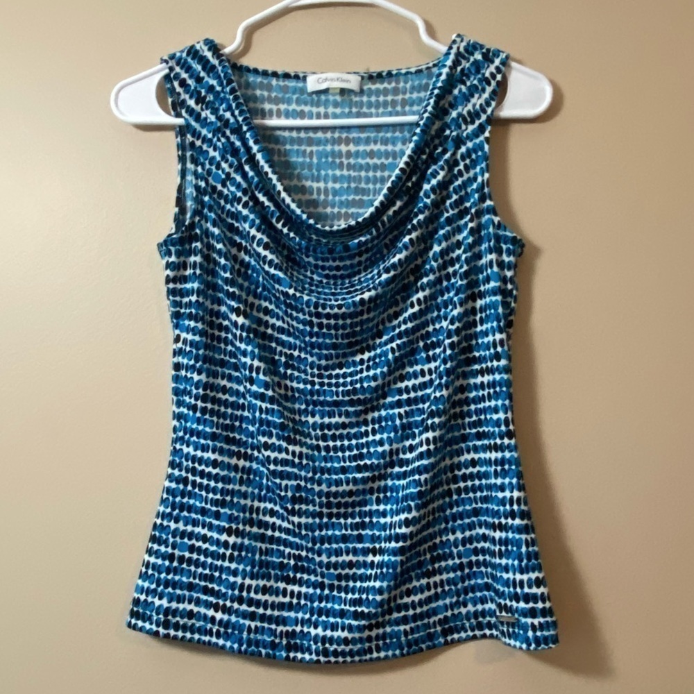 Calvin Klein Scoop Neck Tank Top Women’s Size Small Blue and Black